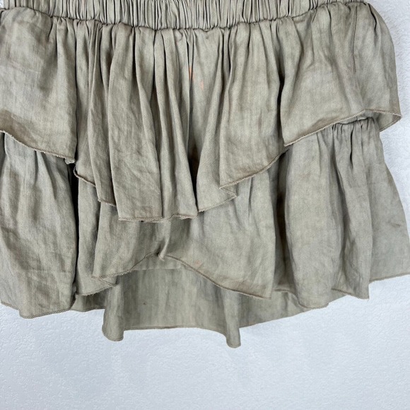 Isabel Marant Etoile Women's Smocked Waist Ruffled Hem Mini Skirt Squirrel SZ 36 - Picture 5 of 15